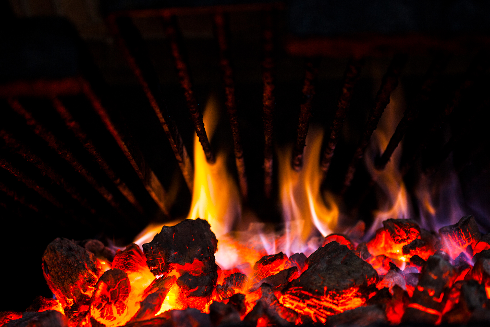 Brasas de leña de encina — parrilla de Elkano